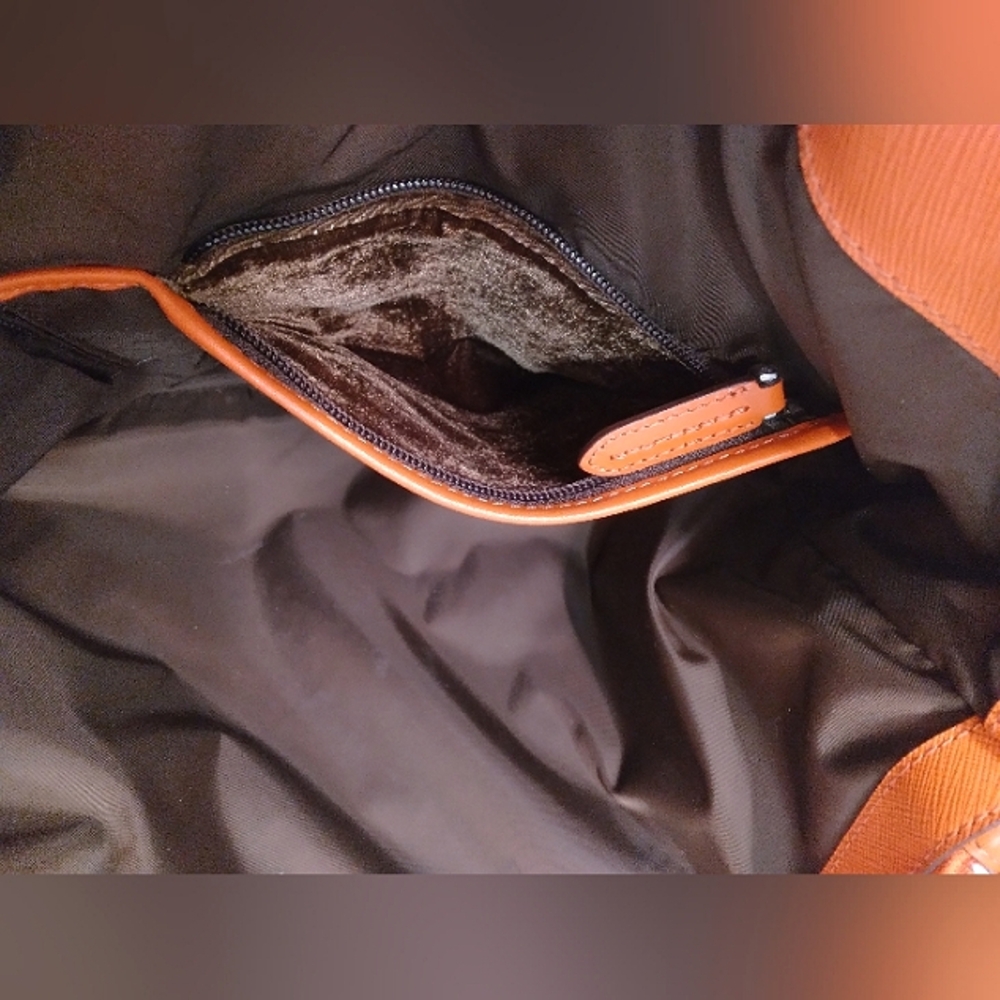 Tumi Orange Leather Tote Shoulder Bag - Picture 12 of 14